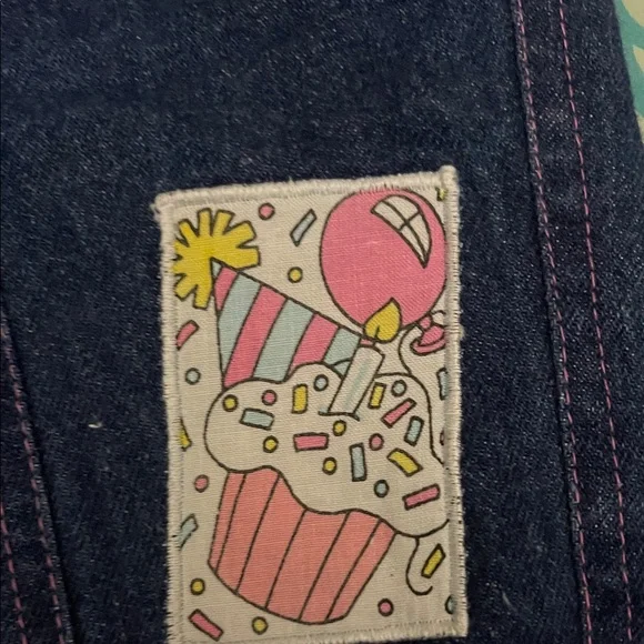Vintage Denim Overalls with Patches - Picture 7 of 12